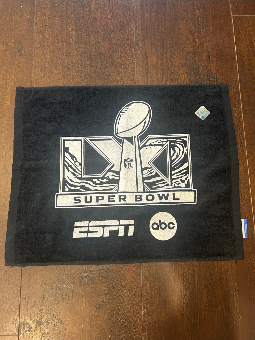 ESPN ABC Super Bowl LX Football Promo Towel Black
